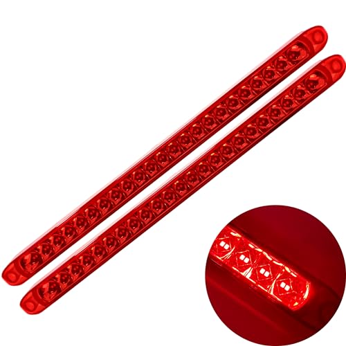 All Star Truck Parts 2PC Red 17" 46 LED Light Bar Stop Turn Tail Third 3rd Brake Light Trailer Center Light Bar Car Truck Cargo Trailer Toy Hauler Tail Super Bright Surface Mount Waterproof - color: Red