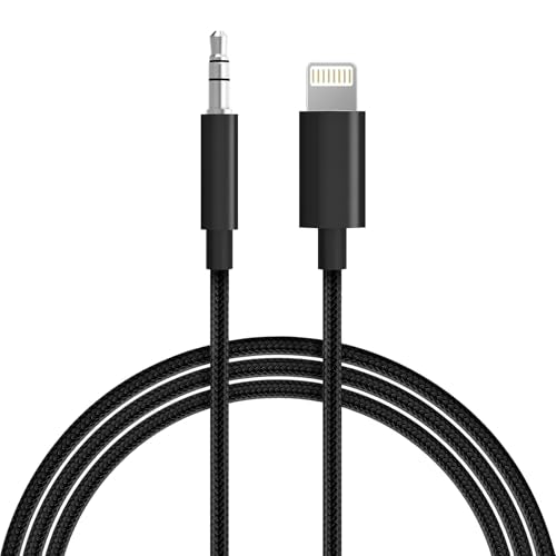 Aux Cord for iPhone,[Apple MFi Certified] Lightning to 3.5 mm AUX Cable for Car Stereo, Speaker, Headphone, Auxiliary Audio Cable Compatible with iPhone 14 13 12 11 XS XR 3.3FT Nylon Braided-Black - color: Nylon Braid Black/Lightning