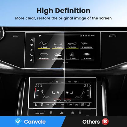 Canvcle 2PCS Screen Protector for 2019-2025 2026 Audi Q7 Q8 10.1 Inch Upper and 8.6 Inch Lower Touch Screen, Tempered Glass Navigation Display Screen Cover Infotainment Protective Film - size: 2019-Present Audi Q7 Q8 10.1 Inch + 8.6 Inch