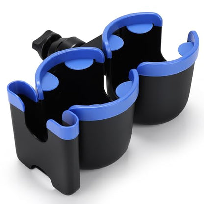 Accmor Stroller Cup Holder with Phone Holder, Bike Cup Holder, Universal Cup Holder for Uppababy Nuna Strollers, 2-in-1 Drinks Holder for Walker, Wheelchair, Scooter - color: Double Holder-Blue
