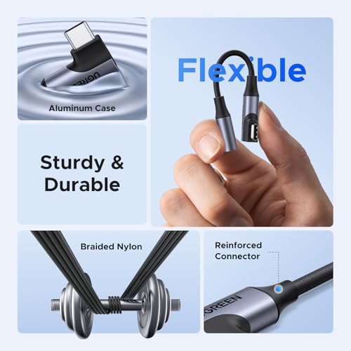 UGREEN Right Angle USB C to 3.5mm Audio Adapter Type C Aux Headphone Jack