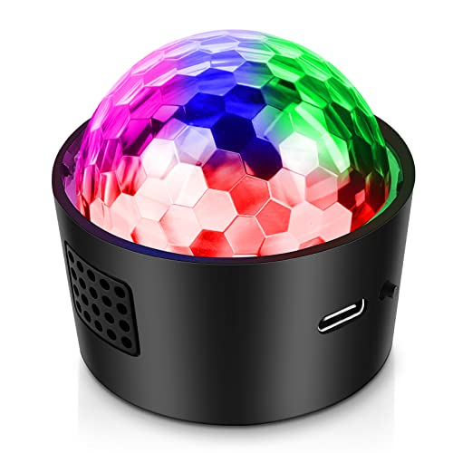 Mini Disco Ball Light,Rechargeable Party Lights,Sound Activated Strobe DJ Light,Portable Battery Operated,Night Lights Projector for Kids,Halloween,Disco Decoration for Car/Parties