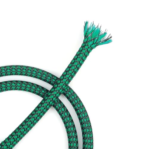 Expandable Braided Cable Sleeve, PP Yarn + PET Braided Expandable Sleeving Cable Management Protection High Density PET Wire Cover Sheath for Cables (Green Black, 4mm (5/32")-19ft) - color: Green Black, size: 4mm (5/32")-19ft
