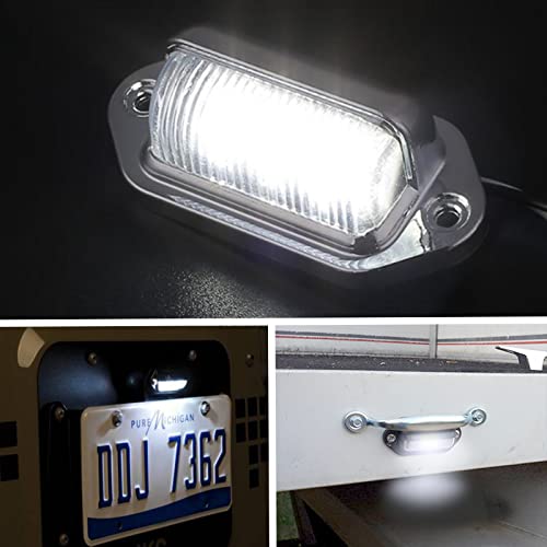 White LED License Plate Light, 12V-24V DC Waterproof Lamp Taillight, 2PCS - color: White, size: 2pcs LED license plate light