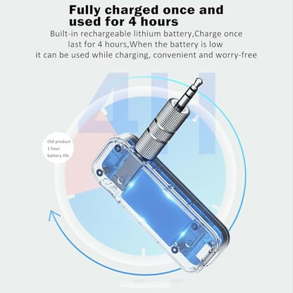 PWireless Bluetooth AUX Adpater for Car, 2 in 1 Bluetooth 5.0 Transmitter Receiver, 3.5mm Aux Audio Adapter, Wireless Audio Receiver for for Cars, Speakers, Stereo Systems and Headphones