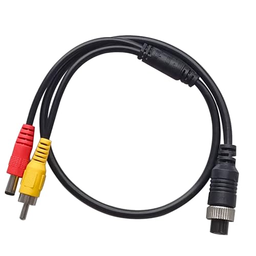 4-Pin to RCA Adapter Cable - M12 Adapter, AV DC Connector, Video Extension for Car Backup Camera (4-Pin Female to RCA+DC Male) - size: 4 pin Famale to rca+dc Male