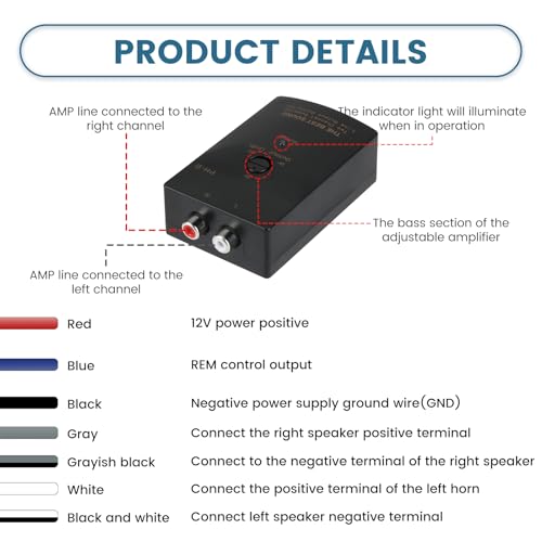 2-Channel Car Audio RCA Line Output Converter, High to Low Converter for Adding Amplifier Subwoofer, Hi Low RCA Conversion Device Adapter for Stock Stereo Aftermarket Head Unit Systems
