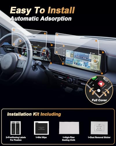 2026 Nissan Kicks Screen Protector - For 2025-2026 Kicks 12.3-Inch Navigation + 12.3-Inch Instrument Screen Protector - 4 Pcs Nano Film For 2025 2026 Nissan Kicks(SV/SR) Accessories Anti Fingerprints