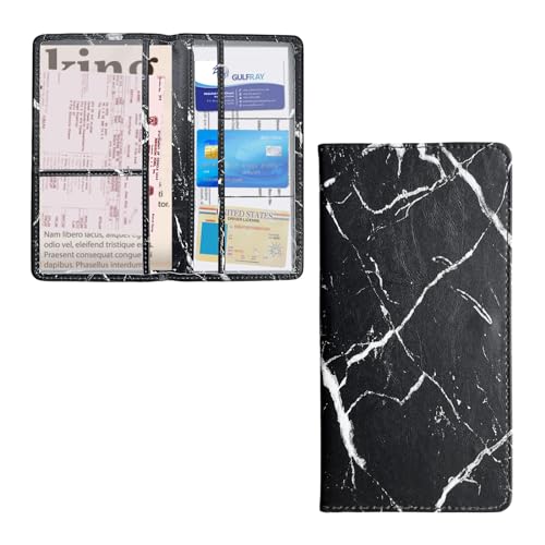 Ziciner Car Registration and Insurance Holder, Auto Card Document Glove Box Organizer with Magnetic Closure, Universal Vehicle Interior Accessories for Cars SUVs (Marble Black-Large) - color: Marble Black, size: L-9.4×5.1"