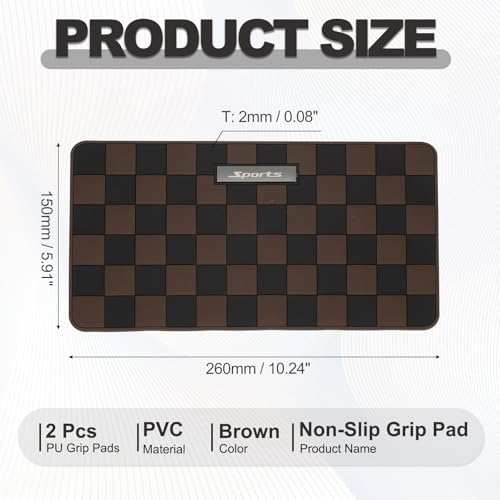2 Pcs Car Dashboard Anti-Slip Mat, 10.2" x 5.9" Phone Grip Pad Non-Slip PVC Mat Anti-Skid Holder for Phone Keys Sunglasses Electronic Devices, Brown - color: Brown