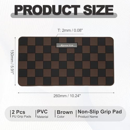2 Pcs Car Dashboard Anti-Slip Mat, 10.2" x 5.9" Phone Grip Pad Non-Slip PVC Mat Anti-Skid Holder for Phone Keys Sunglasses Electronic Devices, Brown - color: Brown