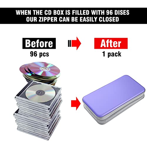 96‑Capacity Hard Plastic CD/DVD Binder for Car, Home & Travel - color: Light Purple