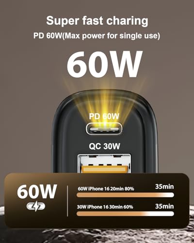 Fast Car Charger USB C, Cigarette Lighter Adapter, 4 Port 120W Dual Type C & USB A Car Charger Adapter PD/QC Fast Charging for iPhone 16/15/Pro Max, iPad, Samsung Galaxy, Pixel, Android