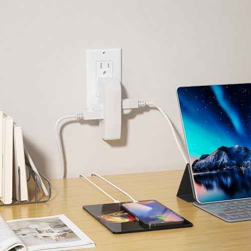2 Pack 3 Way Outlet Vertical Wall Tap Splitter Adapter with 3 Prong Plug. - color: white/2PK