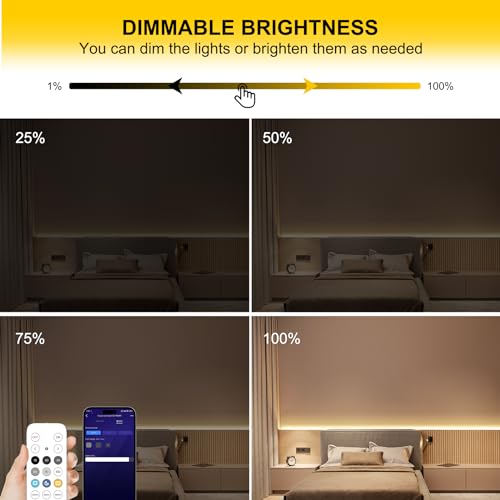 Pandery COB LED Strip Lights Natural White,24V Dimmable led Light Strip KIT with Remote and app Control,4000K 65FT/20m 8mm Wide Ra>90 Cuttable Flexible Strip Lights for Bedroom,Shelf,Cabinet - color: Natural White 4000K, size: 65FT