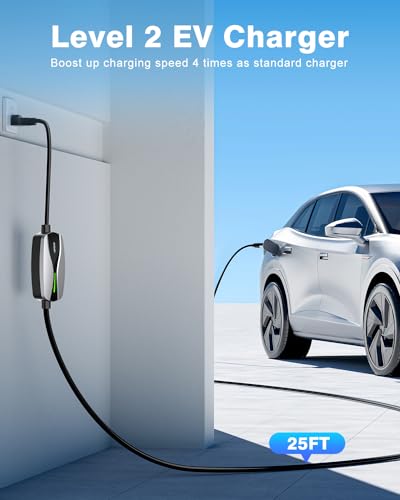 SEGUMA Level 1/2 EV Charger 16Amp Electric Car Charger for J1772 BEVs/PHEVs - color: Silver