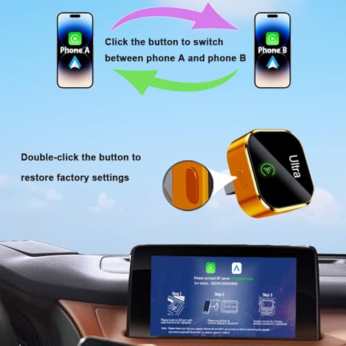 Wireless CarPlay Adapter, Upgraded Wired to Wireless for CarPlay & Android Auto, with Heat Dissipation Design, Plug and Play, Stable Connection & No Latency Orange
