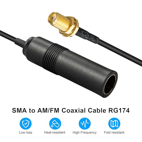 BOOBRIR SMA Female to AM/FM Female RG174 Cable 12 inches SMA to AM/FM Coaxial Pigtail RF Jumper for Car Radio, SDR, Scanner, GPS, UHF/VHF Receiver - size: SMA Female to AM/FM Female