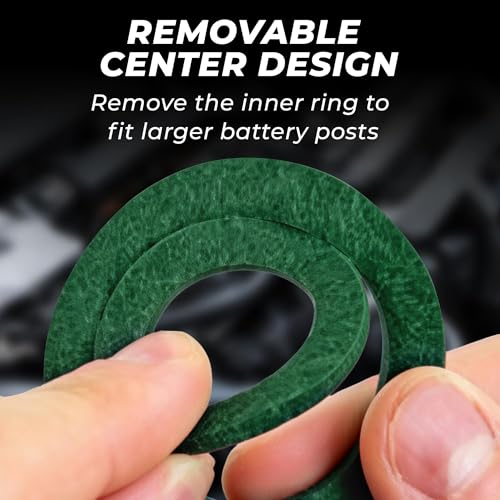 LotFancy Battery Terminal Cleaners (2 pcs), Plus 12 pcs Battery Terminal Anti-Corrosion Fiber Washers (6 Red & 6 Green) for Car Marine RV