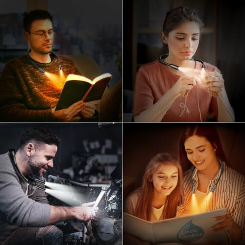 Gritin Book Light,Eye Caring 3 Colors & Stepless Dimming Neck Reading Light - color: Black, size: Standard