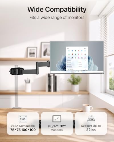 monTEK Long Arm Pole Mount Monitor Arm,17–32" Full Motion,22 lbs, 25" Reach - size: 25" Long Arm