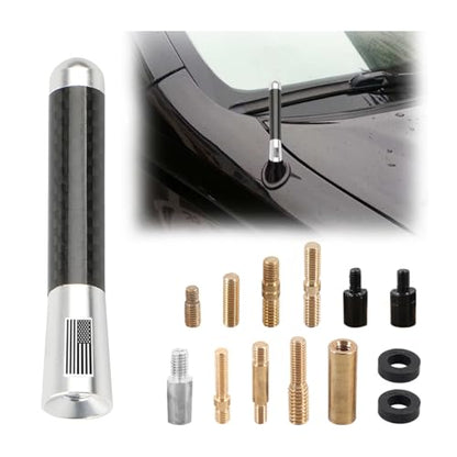 BESULEN 3.1 Inch Car Short Antenna, American Flag Design, Silver - color: Silver, size: 3.1 Inch