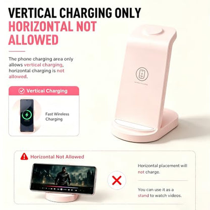 Wireless Charger for Samsung, Wireless Charging Station for S26, Watch 8 - color: Pink