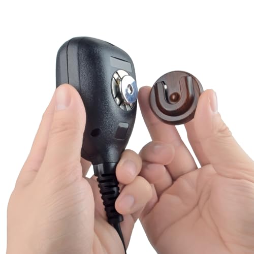 HYS Cb Radio Mic Hang Up Clip with Adhesive Back, Mic Hanger Car Microphone Holder Clip for Mobile Radio Mic/CB mic Holder/Handheld Marine Mic with with Round Knob (Brown)
