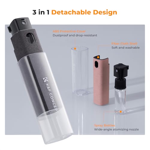 K&F CONCEPT 2-in-1 Screen Cleaning Tool, Includes 20ml Liquid, Grey & Pink