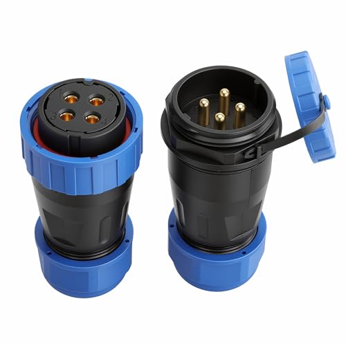 Heavy Duty TY28 Docking Connector, IP68 Rated 4 Pin, Ideal for Outdoor Lighting, Solar Power Systems & Industrial Control Cabinets - color: Docking Inverted, size: 4Pin 45A