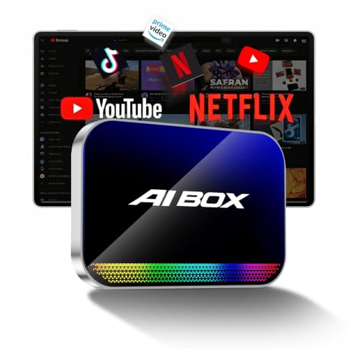 Magic AI Box, Wireless CarPlay Android Auto Adapter with Net-Flix YouTube TikTok, Built-in Play Store and Screen Mirroring, Plug and Play Video Adapter for OEM Factory Wired CarPlay Vehicles