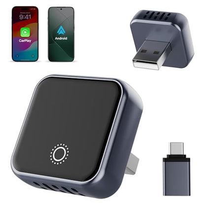 Wireless CarPlay & Android Auto Adapter, Convert Wired to Wireless - color: Dark Grey
