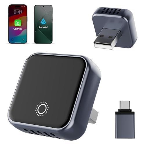 Wireless CarPlay & Android Auto Adapter, Convert Wired to Wireless - color: Dark Grey