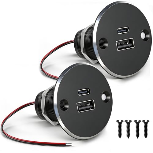 Aluminum RV USB Outlet, Dual Port High-Speed 12V Charger Socket - color: Big Version*2