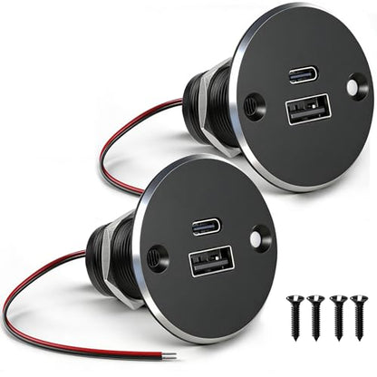 Aluminum RV USB Outlet, Dual Port High-Speed 12V Charger Socket - color: Big Version*2