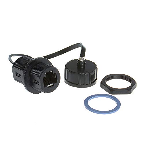 5PCS Panel Mounting Shielded RJ45 Waterproof Cat5/5e/6 8P8C Connector Ethernet LAN Cable Connector Double Head Adapter with Waterproof/Dust Cap (Pack of 4) - size: 5 Pieces CAT6 (Pack of 4)