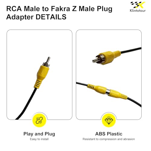 Aftermarket Radio Rear View Camera Adapter Harness, Fakra Z Male to RCA Male Backup Camera Cable, Compatible with Select Vehicle Navigation Radio Stereo Audio Systems with NX Touchscreen - style: Fakra Z Male to RCA Male