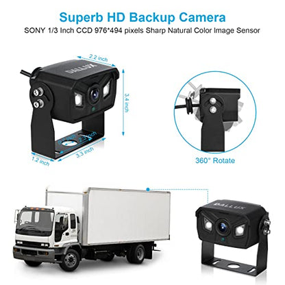 Bus Truck Vehicle Backup Cameras Wide View Angle Cab Cam Rearview Reverse Waterproof Night Vision 4 Pin Camera for Travel Trailer/Pickup/Van/Oversize Truck/Fifth Wheel/RV Camper/Motor Home (12-24V)