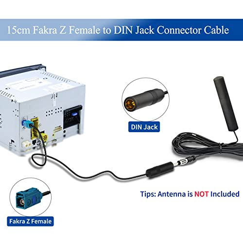 Bingfu Universal Vehicle Car Stereo FM AM Radio Antenna Adapter Cable Fakra Z Female to DIN Socket Connector Cable 15cm 6 inch for Car Stereo Audio HD Radio Head Unit CD Media Player Receiver - color: Fakra Z to DIN Socket 6inch