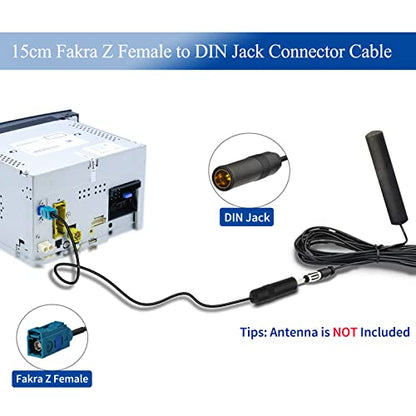 Bingfu Universal Vehicle Car Stereo FM AM Radio Antenna Adapter Cable Fakra Z Female to DIN Socket Connector Cable 15cm 6 inch for Car Stereo Audio HD Radio Head Unit CD Media Player Receiver - color: Fakra Z to DIN Socket 6inch