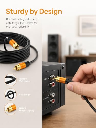 Digital Coaxial 100FT Audio Cable,1RCA Male to 1RCA Male Subwoofer Cable RCA Video Cable for Subwoofer, Home Theater, Video/Audio Subwoofer Rear View Parking Camera - size: 100FT