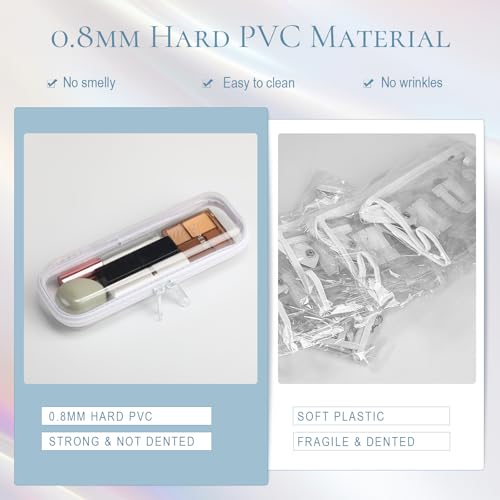 Sanwuta 6 Clear Hard Zipper Case, White, 7.87 x 2.56 x 1.57 Inch - color: White, size: 7.87 x 2.56 x 1.57 Inch