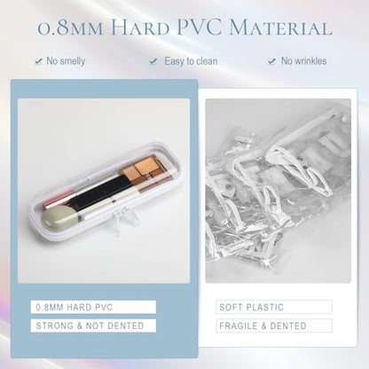 Sanwuta 6 Clear Hard Zipper Case, White, 7.87 x 2.56 x 1.57 Inch - color: White, size: 7.87 x 2.56 x 1.57 Inch