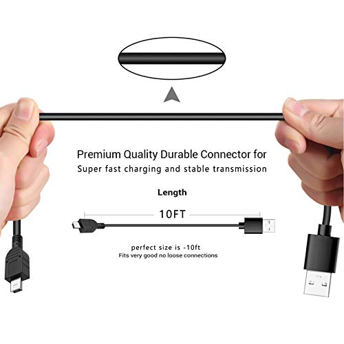 10FT Replacement Mini USB Cable Charger Charging Power Cord for Onetouch Verio Iq Meter ,PS3 Controller, MP3, Dash Cam, Garmin GPS,TI-84 Plus CE,TI 84 Plus C USB A to mini-B Data Transfer Cable & More - size: 10 Feet, style: 1-Pack