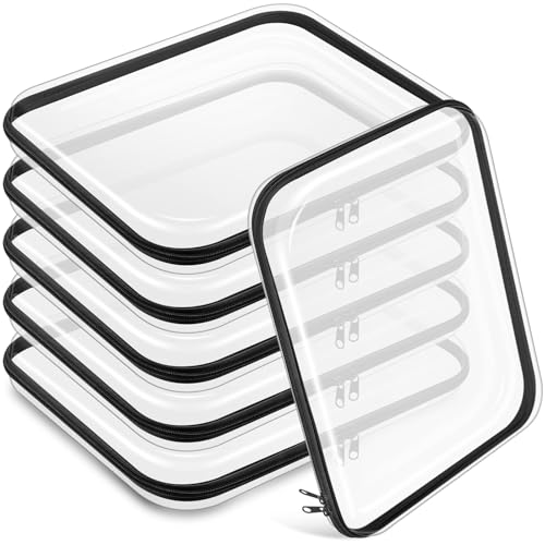 Sanwuta 6 Clear Hard Zipper Case, Black, 13.78 x 11.81 x 2 Inch - color: Black, size: 13.78 x 11.81 x 2 Inch