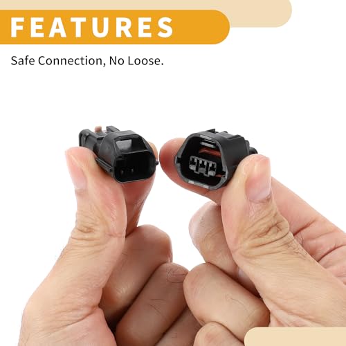 3 Pin Crank Cam Speed Sensor Connector Plug - Car Male Female Wire Terminal Connector - for Mitsubishi Evo Plastic Black - 1 Set