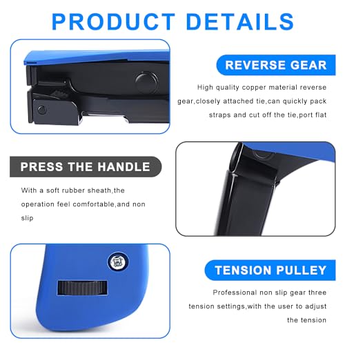 Cable Tie Gun,Knoweasy Fastening Cable Tie Tool,Die-Cast Steel Flush Cut Zip Tie Tool with Steel Handle for Nylon Cable,7 Inches Length Zip Tie Gun - color: Blue