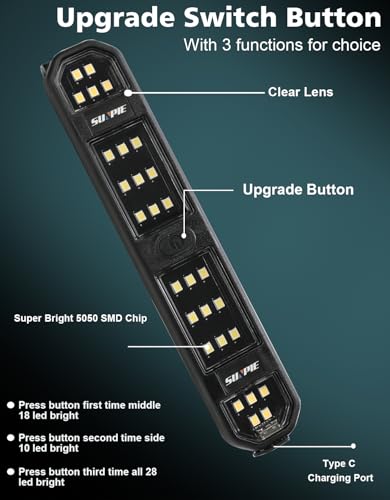 SUNPIE Truck Bed Lights Rechargeable Car LED Lights Interior - color: 1 Pack White