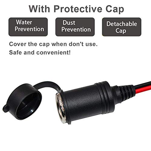 SPARKING 6FT Car Cigarette Lighter Extension Cord - Male Plug to Female Socket 16AWG Heavy Duty Cable With LED Lights for Tire Pump, Air Compressor - size: 6FT