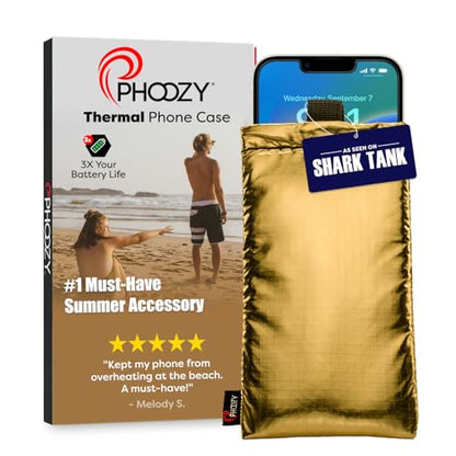 PHOOZY Apollo Thermal Phone Case | Insulated Phone Pouch Extends Battery Life 3X | Heat Resistant Drop Protection | Military Grade Water Resistant | Large | Gold - color: Gold, size: Large